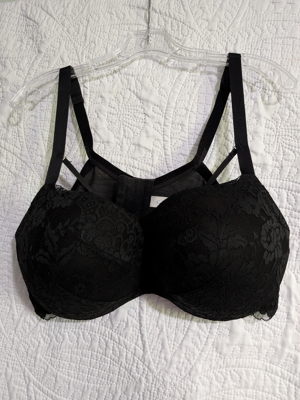Cacique Black Max Boost Underwire Bra with Strappy Detail 44DD
